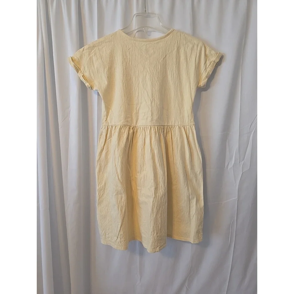 Cat & Jack Girls' Short Sleeve Dress With Buttons Pale Yellow Size XL Kids 14